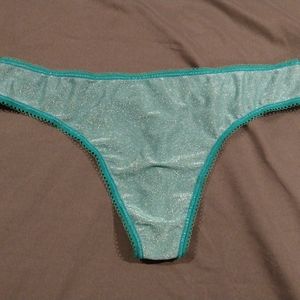 NWOT Victoria Secret Teal Sparkle Thong Panty